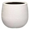Mica Decorations Bloempot - Wit Met Relief - Keramiek - 14 X 12 Cm