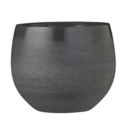 Mica Decorations Bloempot - Grijs Met Relief - Keramiek - 16 X 13 Cm