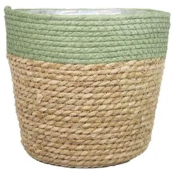 Bela Arte Bloempot- Groen - Rotan Plantenmand - 19 X 16 Cm