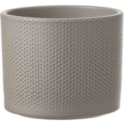 Mica Decorations Bloempot - Taupe - Relief - Keramiek - 17 X 14 Cm