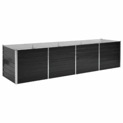 VidaXL Plantenbak Verhoogd 320x80x77 Cm Gegalvaniseerd Staal Antraciet