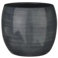 Mica Decorations Bloempot - Donkerblauw - Keramiek - 24 X 22 Cm