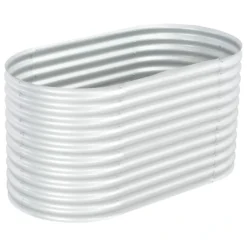 VidaXL Plantenbak Verhoogd 160x80x81 Cm Gegalvaniseerd Staal Zilver