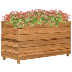 VidaXL Plantenbak Verhoogd 100x40x55 Cm Gerecycled Teakhout En Staal