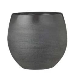 Mica Decorations Bloempot - Grijs Met Relief - Keramiek - 23 X 20 Cm