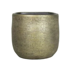 Hangende Bloempot/plantenpot Van Keramiek In Het Industrieel Goud D16 En H14 Cm