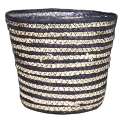 Bela Arte Plantenpot - Rotan - Naturel En Zwart - 19 X 16 Cm