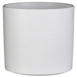 Mica Decorations Plantenpot - Wit - Relief - Keramiek - 23 X 21 Cm