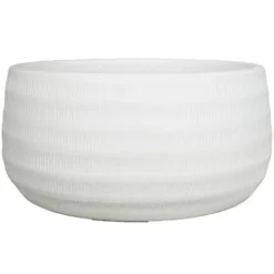 Floran Bloempot Lena - Schaal - Wit - Mat - Ribbel - 29 X 14 Cm