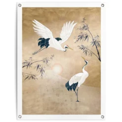 Tuinposter Kraanvogels In Goud 80x60 Cm Geel