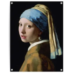 Tuinposter Vermeer Meisje Met De Parel 80x60 Cm Geel