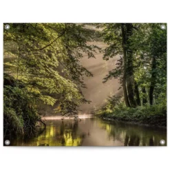 Tuinposter Beek In Het Bos 60x80 Cm Groen