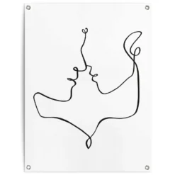 Tuinposter Gezichten 80x60 Cm Zwart-Wit