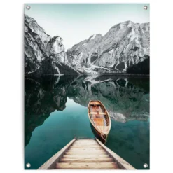 Tuinposter Bergmeer 80x60 Cm Blauw