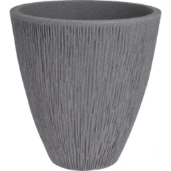 KOOPMAN Bloempot Geribbeld Lava Rond 40cm Grijs