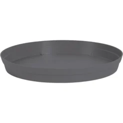 EDA Bloempot - Toscane - Onderschaal - Zwart - Kunststof - D28 Cm