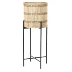 Bloempot + Standaard Corazo - Hout/Zwart - Ø31cm