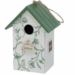 Boltze Vogelhuisje - Wit Met Groen - Houten Nestkastje - 22 Cm