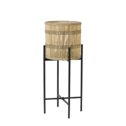 Bloempot + Standaard Corazo - Hout/Zwart - Ø26cm