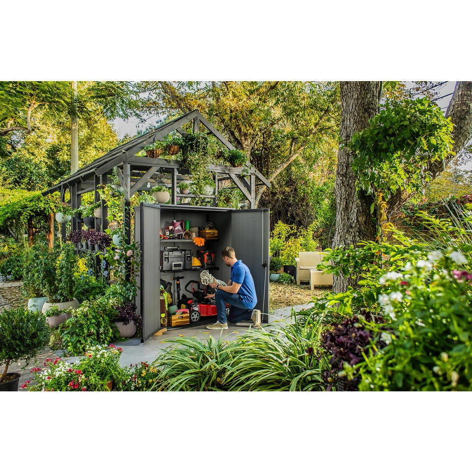 Keter Cortina Alto Tuinkast - 140x73,6x170,4 Cm - Grijs - Afbeelding 2