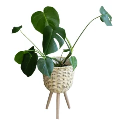 QUVIO Bloempot Geweven Op Driepoot - S