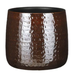 Mica Decorations Plantenpot/bloempot - Keramiek Donkerbruin - D32/H30 Cm