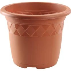 Hega Hogar Plantenpot/bloempot - Kunststof - Terra Cotta - D29 X H23,5 Cm