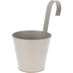 Merkloos Plantenpot Met Ophanghaak - Zink - Taupe - D14 X H24 Cm