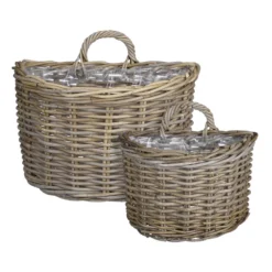 Mica Decorations Marcia Plantenmand Muurhanger - Set Van 2 - Rotan
