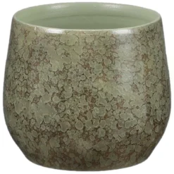 Mica Decorations Plantenpot/bloempot - Terracotta - Groen Shadow - D19 X H17 Cm