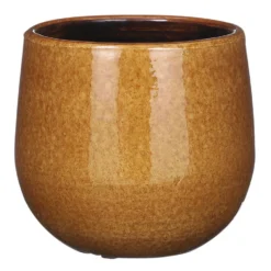 Mica Decorations Plantenpot - Keramiek - Geel Glans - D14/H12 Cm