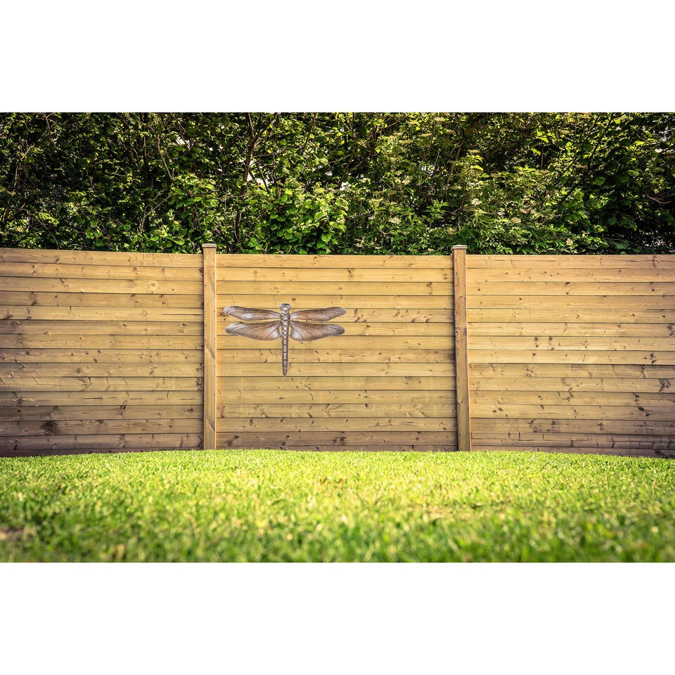 Merkloos Tuindecoratie Muur Libelle - Bronskleurig - Metaal - 49 Cm - Afbeelding 2