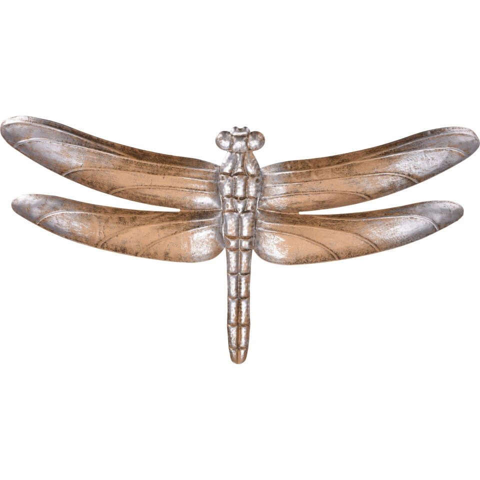 Merkloos Tuindecoratie Muur Libelle - Bronskleurig - Metaal - 49 Cm