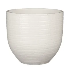 Mica Decorations Plantenpot - Terracotta - Wit - D20/H18 Cm
