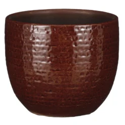Mica Decorations Plantenpot - Terracotta - Kastanje Bruin - D14/H12cm