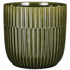 Mica Decorations Plantenpot - Keramiek Glans Donkergroen - D19/H18 Cm