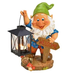 G. Wurm Tuinkabouter - Lantaarn - Welkom - Polystone - 26 Cm