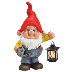 G. Wurm Tuinkabouter Met Lantaarn - Waxinelichtje - Polystone - 40 Cm