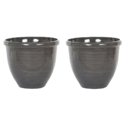 Beliani Plantenbak Voor Buiten TESALIA - Bruin Polyresin, Stenenmix