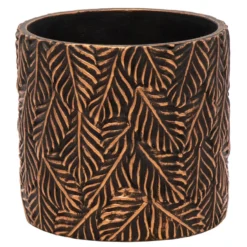 Mega Collections Plantenpot - Keramiek - Antraciet/brons - D18 Cm