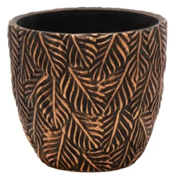 Mega Collections Plantenpot - Keramiek - Antraciet/brons - D22.5 Cm