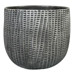 Ter Steege Bloempot/plantenpot - Binnen - Zwart/metaal - D30/H26 Cm