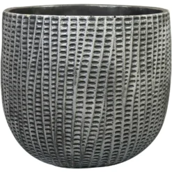 Ter Steege Bloempot/plantenpot - Binnen - Zwart/metaal - D24/H21 Cm