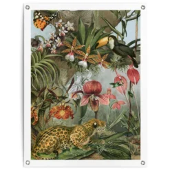Tuinposter Jungle Flowers 80x60 Cm Groen