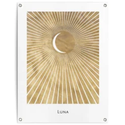 Tuinposter Maan 80x60 Cm Goudkleurig