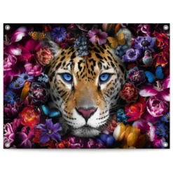 Tuinposter Flower Cat 60x80 Cm Bont