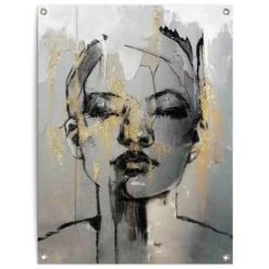 Tuinposter Golden Face 80x60 Cm Goudkleurig