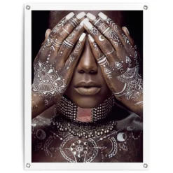 Tuinposter Afrikaanse Vrouw 80x60 Cm Wit