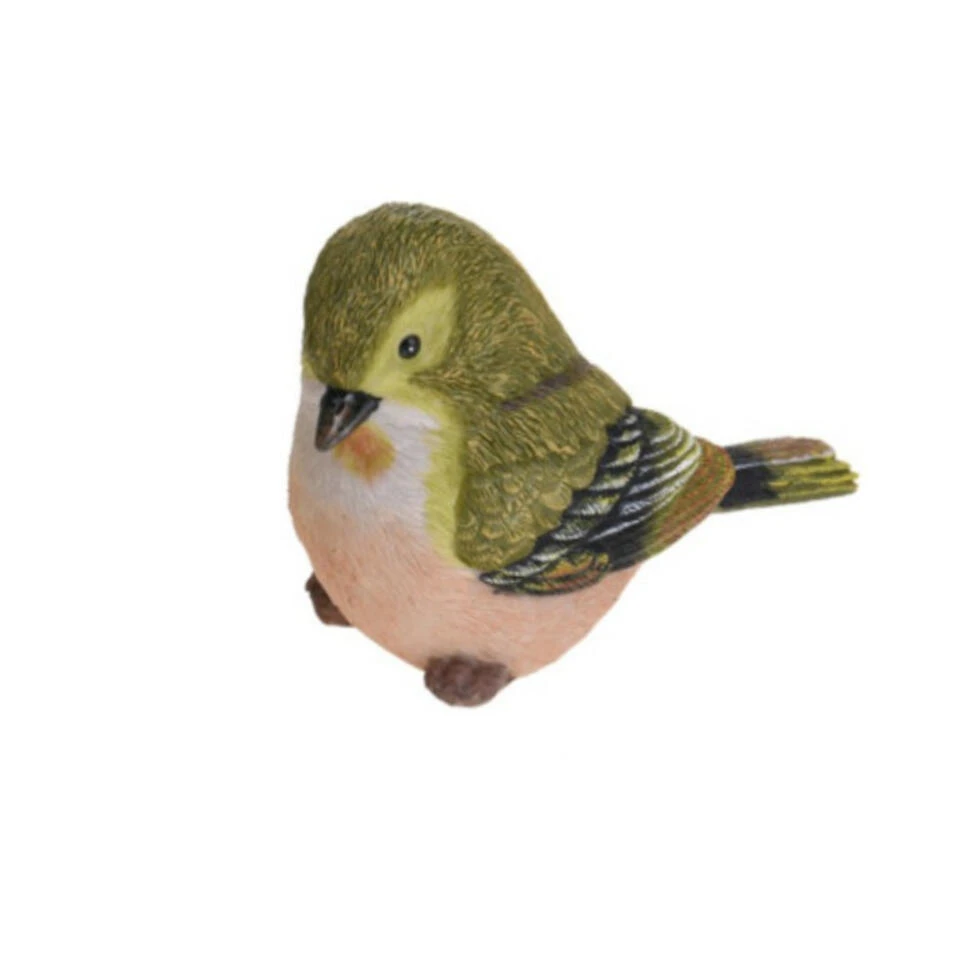 Merkloos Decoratie Tuinbeeld Vogeltje - Groenling - Polystone - 12 Cm - Afbeelding 2