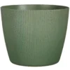 Mica Decorations Plantenpot - Kunststof - Donkergroen/ribbels- D30/H30 Cm